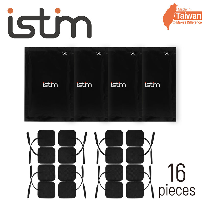 iStim Super Soft 2"x2" TENS/EMS Units Electrodes - 100% Japanese Gel -2"X2"-16 Pieces- BLACK) (MOQ 150 Packs)