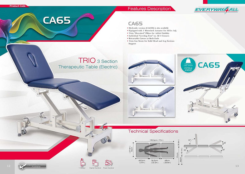 CA65 Trio Power Hi-Lo Treatment Table for Physical Therapy