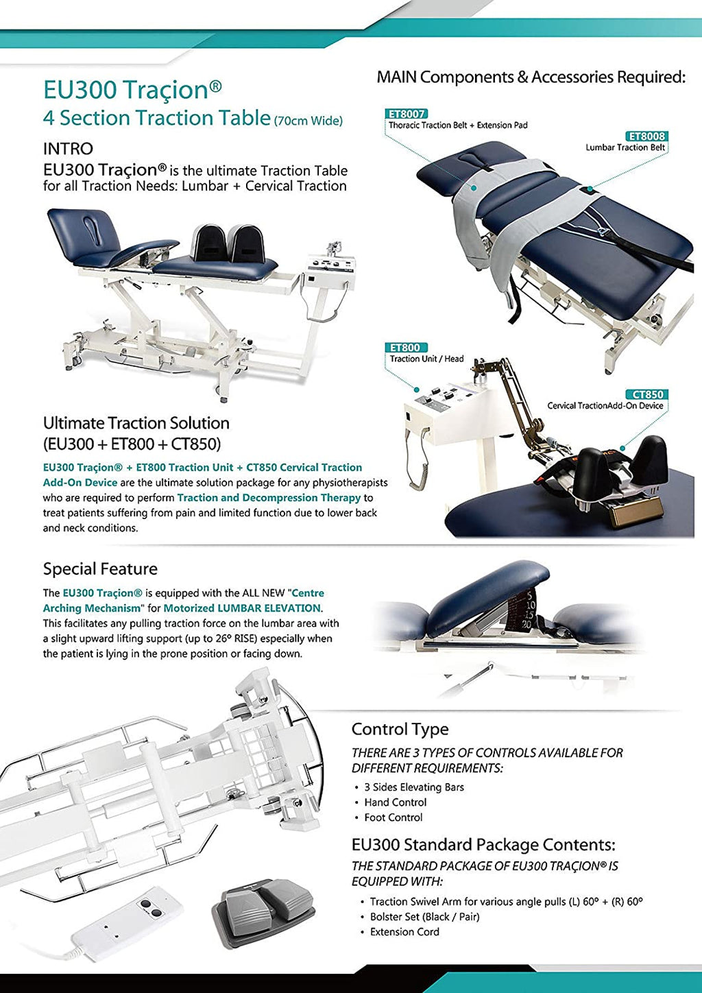 EU300 Motorized Lumbar & Cervical Traction Table & Systems